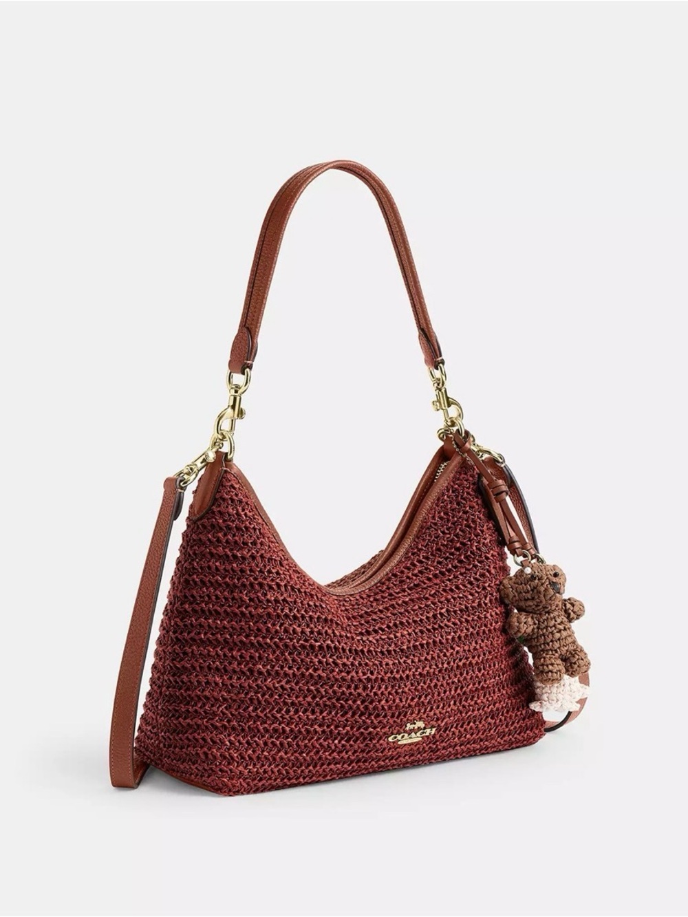 NWT Coach Laurel Shoulder Bag With Charms CES23 Straw/Gold/Russet - Picture 6 of 14